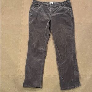 Gray Corduroy Pants with Straight Leg and Relaxed Fit